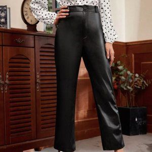 PU Leather Straight Leg Pants Shein
